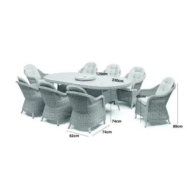 Oxford 8 Seat Oval Dining Chairs & Lazy Susan