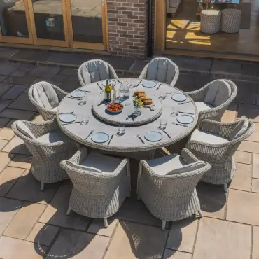 Oxford 8 Seat Round Dining Chairs & Lazy Susan