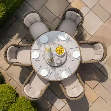 Winchester rattan garden furniture 6 Seater Round Armchair Set