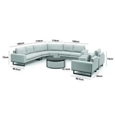 Fabric Ethos Grande Corner Sofa Set & 2 Armchairs