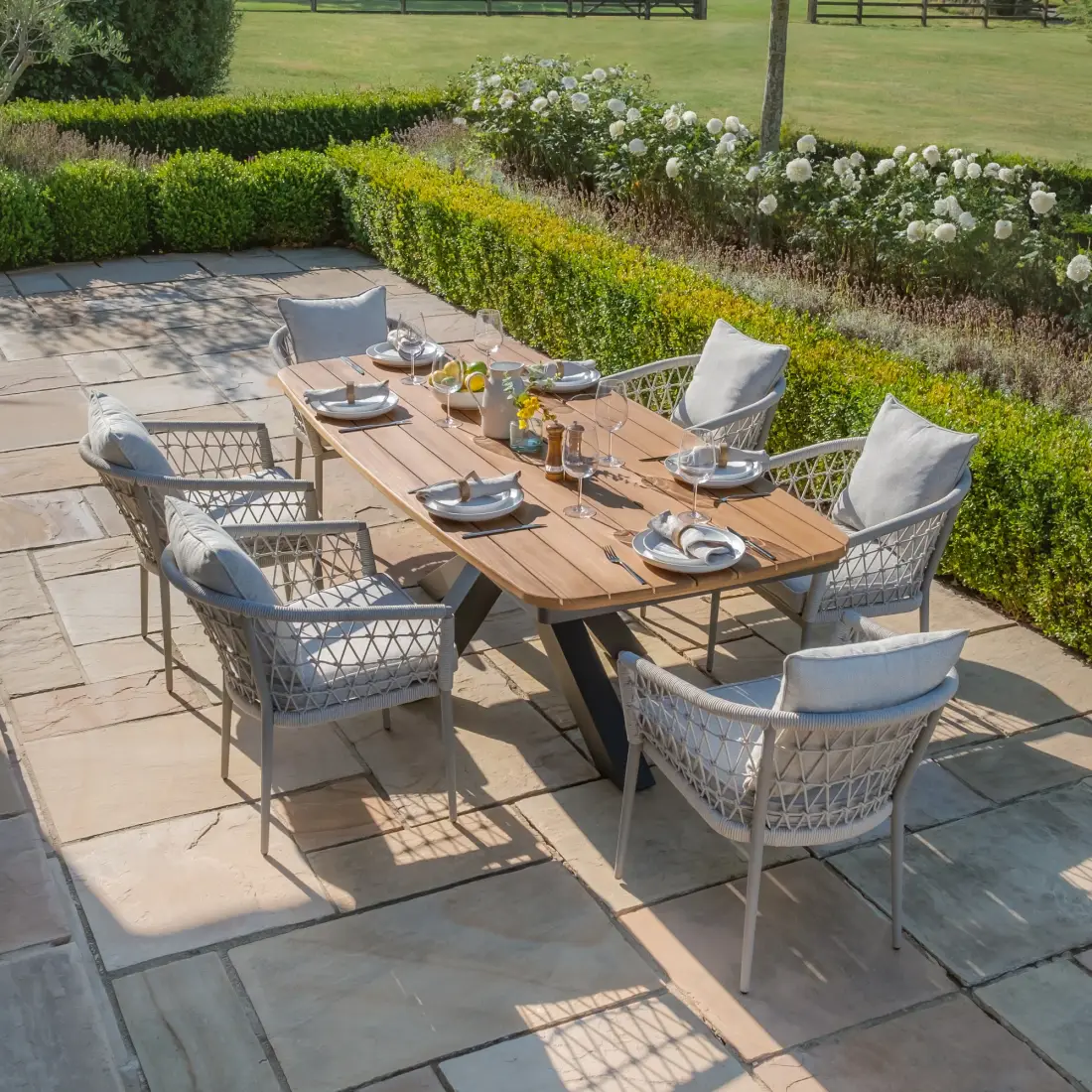 Monaco 6 Seat Jakarta Teak Oval Dining Set Monaco 6 Seat Jakarta Teak Oval Dining Set