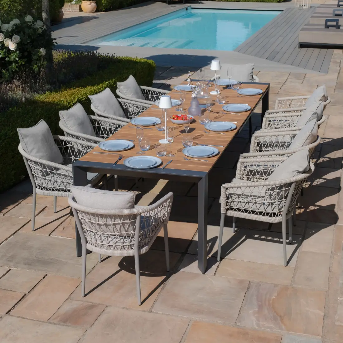 Monaco 10 Seat Jakarta Teak Extending Dining Set Monaco 10 Seat Jakarta Teak Extending Dining Set