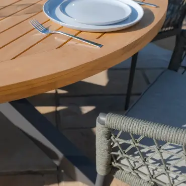 Monaco 6 Seat Jakarta Teak Round Dining Set