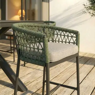 Monaco Rope Weave 6 Seat Rectangular Bar Set