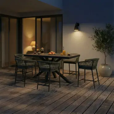 Monaco Rope Weave 6 Seat Rectangular Bar Set