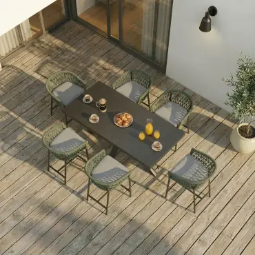 Monaco Rope Weave 6 Seat Rectangular Bar Set