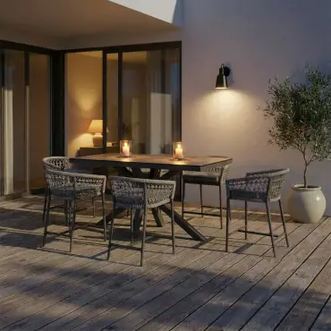 Monaco Rope Weave 6 Seat Rectangular Bar Set