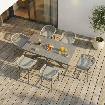 Monaco Rope Weave 6 Seat Rectangular Bar Set