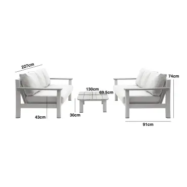 Sicily Rope Weave Sofa Set - Coffee Table & 2x 3 Seat Sofas