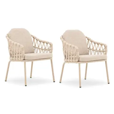 Pair of Sicily Open Rope Weave Garden Dining Chairs