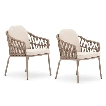Sicily Open Rope Weave 8 Seat Rectangular Dining Set