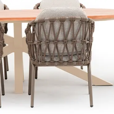 Sicily Open Rope Weave 8 Seat Rectangular Dining Set