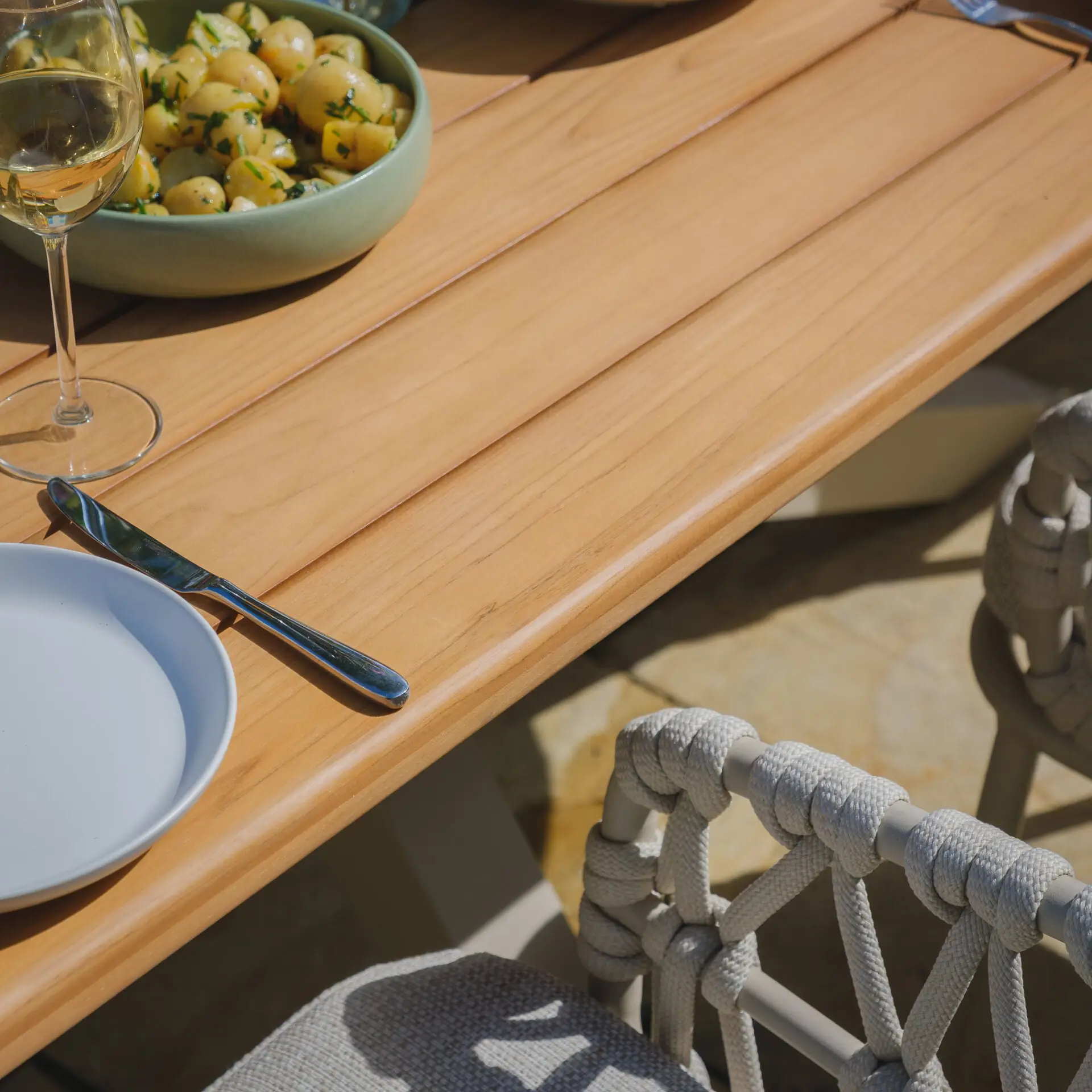 Sicily Open Rope Weave 6 Seat Rectangular Dining