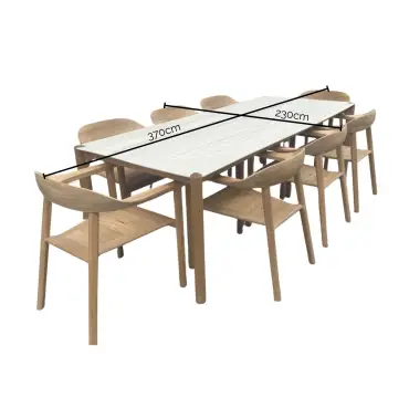 Veluta Curve Dining Set 2.4m - Certified Teak