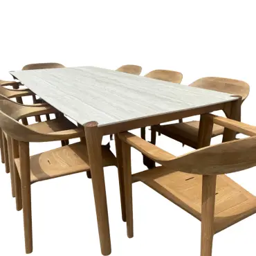 Veluta Curve Dining Set 2.4m - Certified Teak