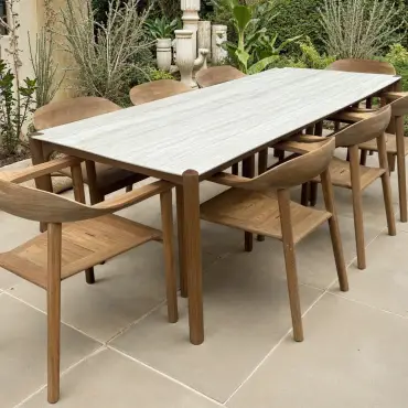Veluta Curve Dining Set 2.4m - Certified Teak