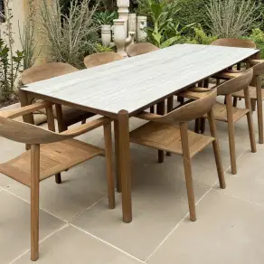 Veluta Curve Dining Set 2.4m - Certified Teak