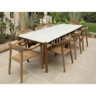 Veluta Curve Dining Set 2.4m - Certified Teak
