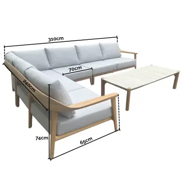 Veluta Curve Corner Unit - Certified Teak