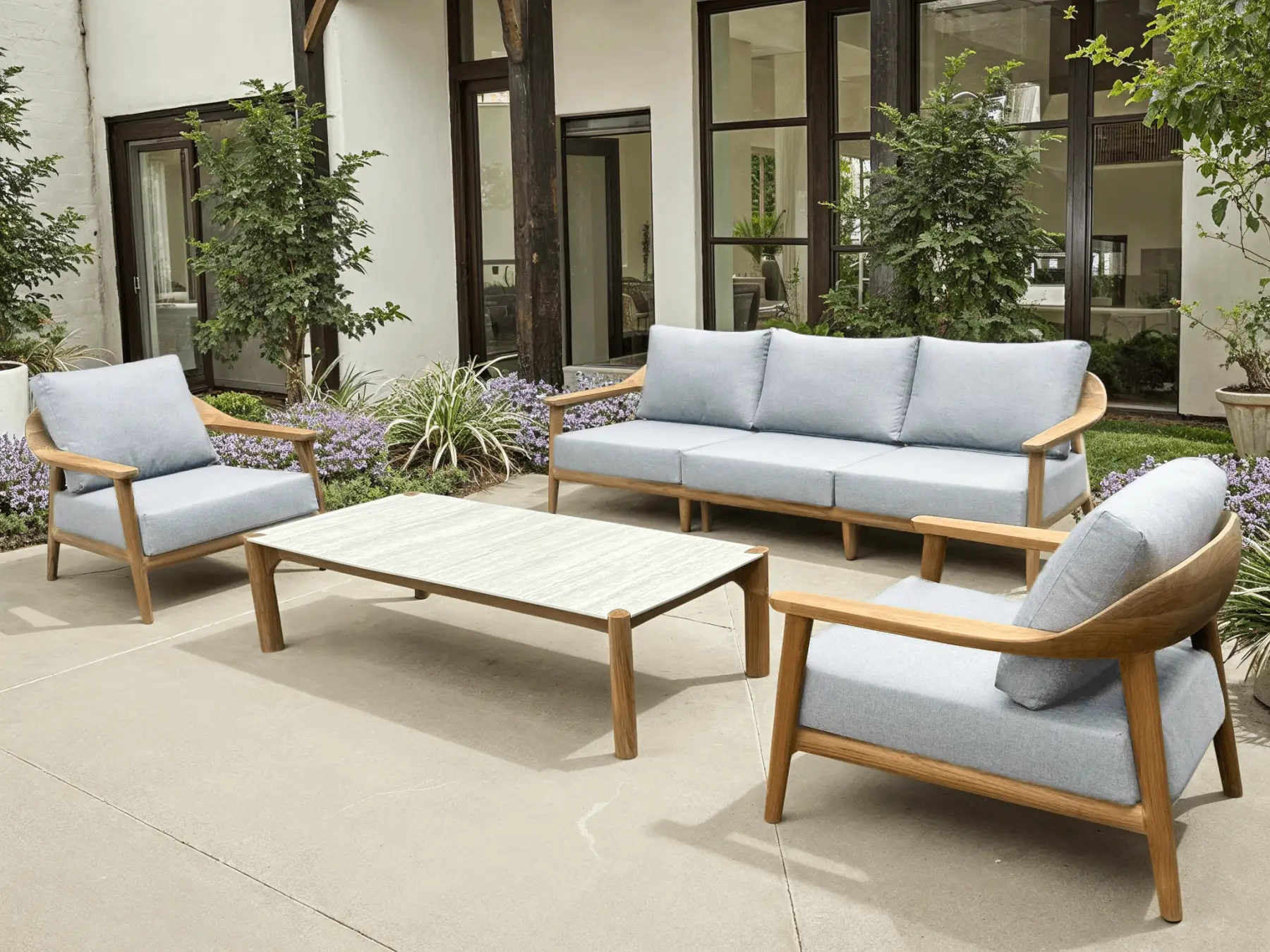 Veluta Curve 3 Seater Sofa suite - Certified Teak