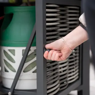 Caleb L Shape Corner Rattan Firepit Lounge Dining Set with Armchair