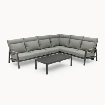 Isaac Aluminium Wood Large Corner Sofa Lounging Set