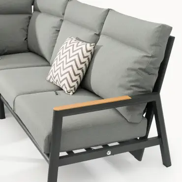 Isaac Aluminium Wood Large Corner Sofa Lounging Set