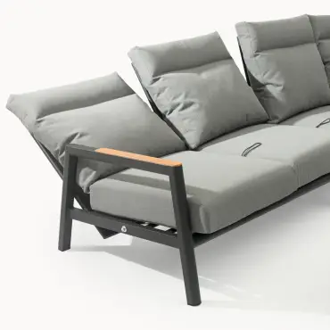 Isaac Aluminium Wood Large Corner Sofa Lounging Set