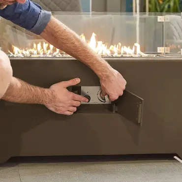 Neptune Rectangular Aluminium Gas Fire Pit Table with Windguard