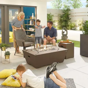 Neptune Rectangular Aluminium Gas Fire Pit Table with Windguard