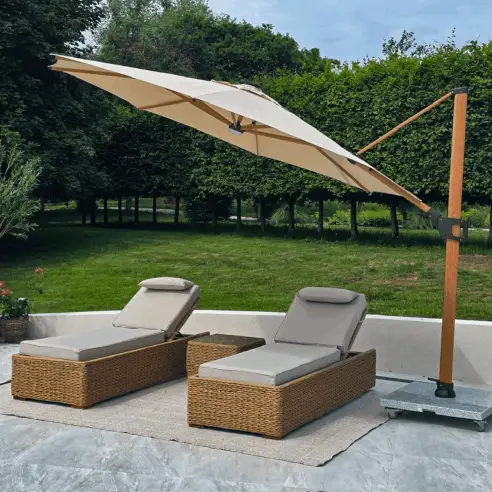 Pisa 3.5m Cantilever Parasol with LED Lights | Weatherproof Shade Pisa 3.5m Cantilever Parasol with LED Lights | Weatherproof Shade