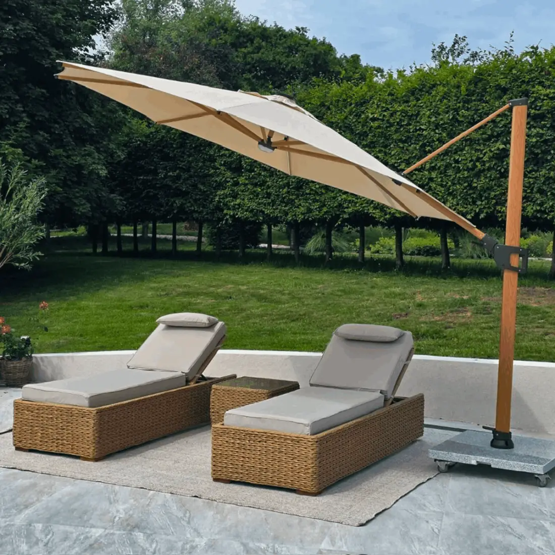 Pisa 3.5m Cantilever Parasol with LED Lights | Weatherproof Shade Pisa 3.5m Cantilever Parasol with LED Lights | Weatherproof Shade
