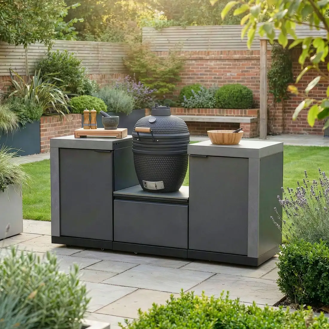 Ember Small Linear Kamado Set with 18 inch Kamado Ember Small Linear Kamado Set with 18 inch Kamado