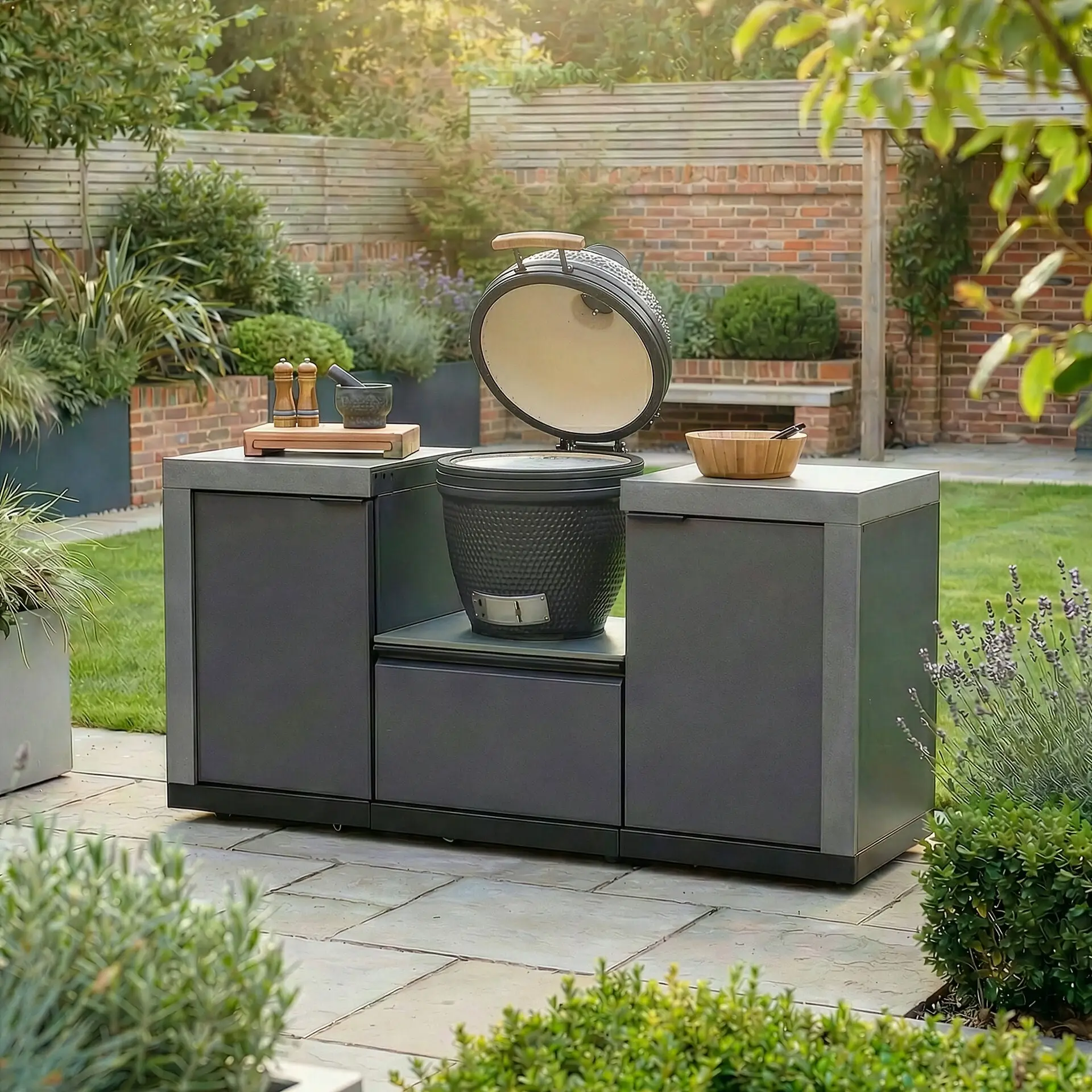Ember Small Linear Kamado Set with 18 inch Kamado