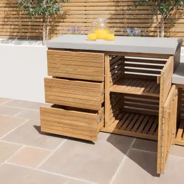 Bali Outdoor Kitchen Storage Units with Beefeater 1700 Series BBQ - Double Configuration