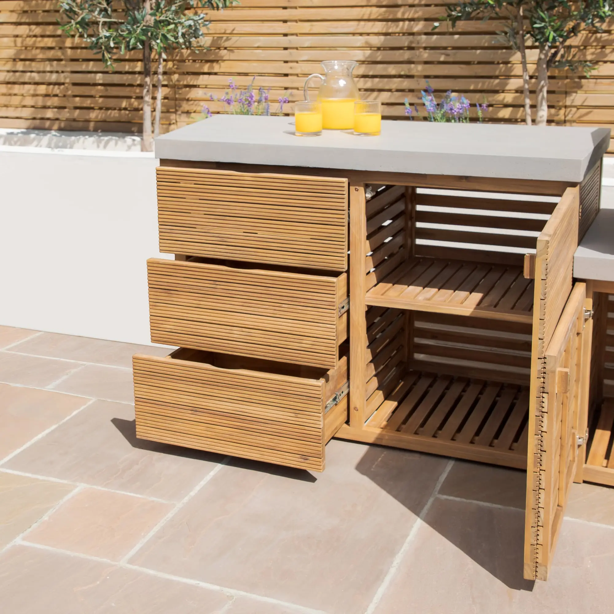 Bali Outdoor Kitchen Storage Units with Beefeater 1700 Series BBQ - Double Configuration