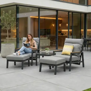 Isaac Aluminium Wood 5 Piece Lounging Set