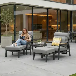 Isaac Aluminium Wood 5 Piece Lounging Set