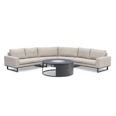 Fabric Ethos Grande Corner Sofa Set - Round Fire Pit Table