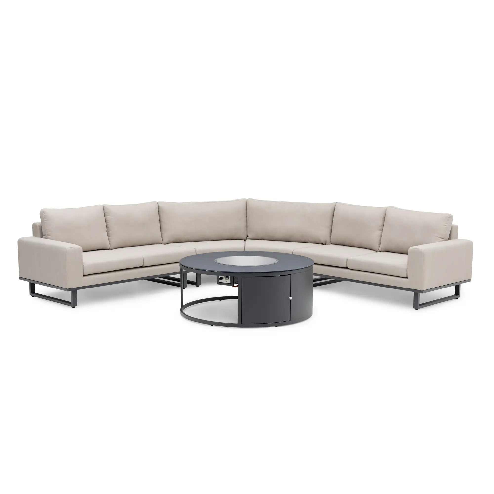Fabric Ethos Grande Corner Sofa Set - Round Fire Pit Table