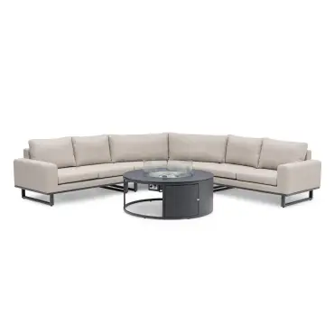 Fabric Ethos Grande Corner Sofa Set - Round Fire Pit Table