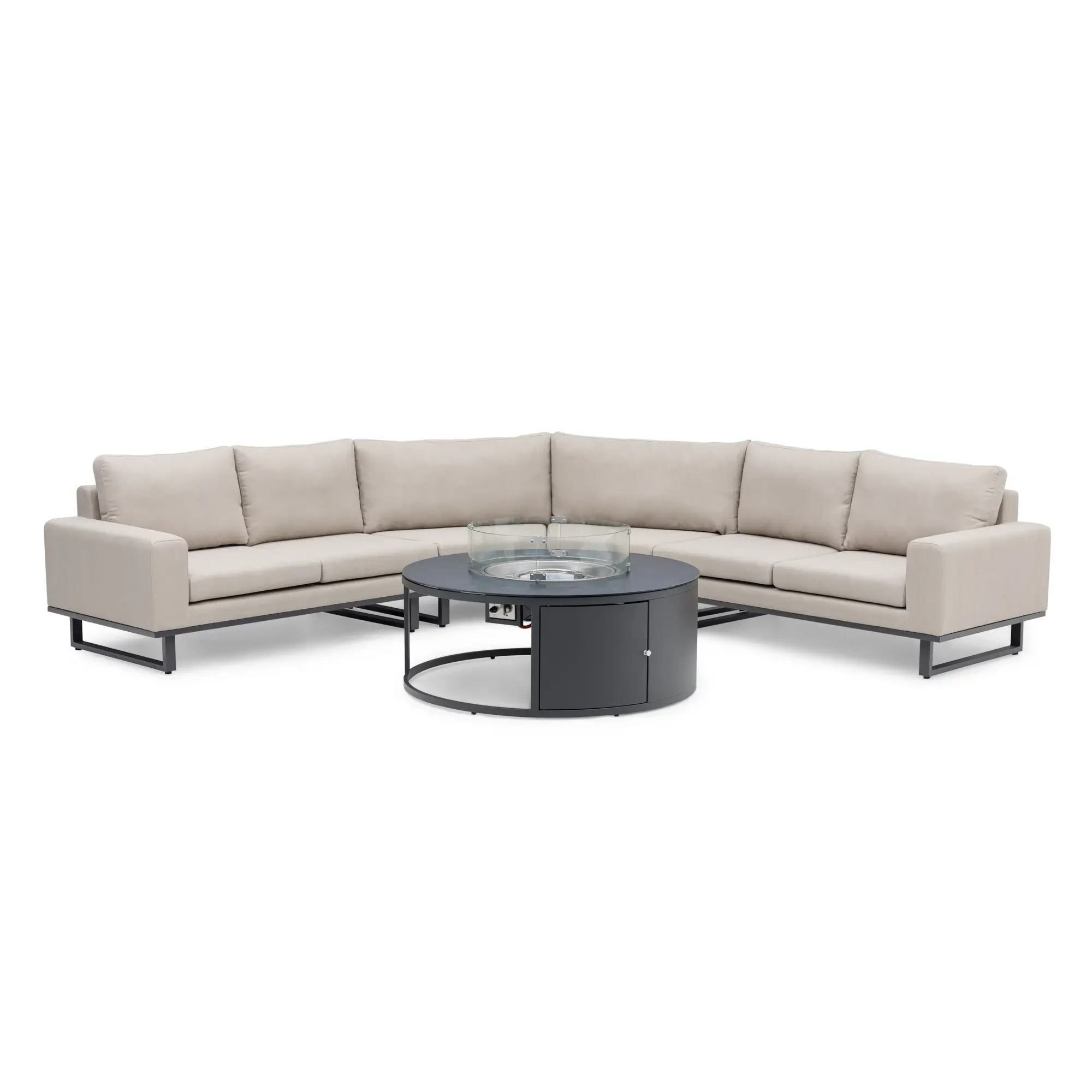 Fabric Ethos Grande Corner Sofa Set - Round Fire Pit Table
