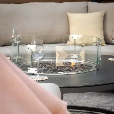 Fabric Ethos Grande Corner Sofa Set - Round Fire Pit Table