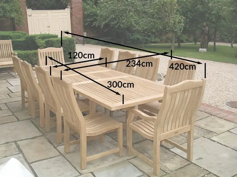 Malvern Luxury Teak 10 chair Dining Set - Certified
