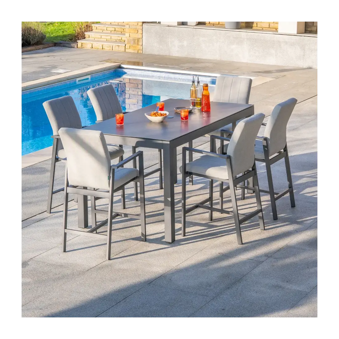 Ralph 6 Seat Fabric Aluminium High Dining Ralph 6 Seat Fabric Aluminium High Dining