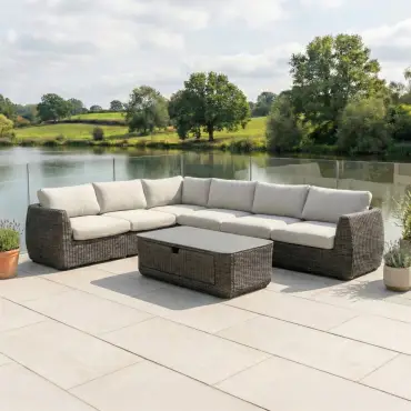 Brodie Rattan Large Corner Sofa Lounging Set