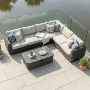 Brodie Rattan Large Corner Sofa Lounging Set