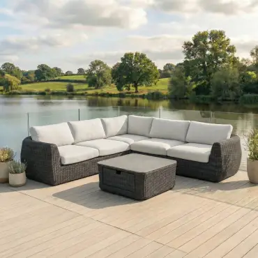 Brodie Rattan Corner Sofa Lounging Set