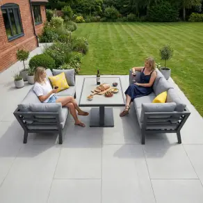 Emerson 3 Seater Sofa Aluminium Dining Set - Adjustable Rising Table