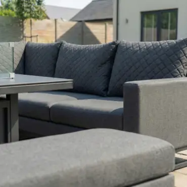 Eclipse Deluxe Corner Fabric Dining Set & 2 Benches - Gas Fire Pit Table
